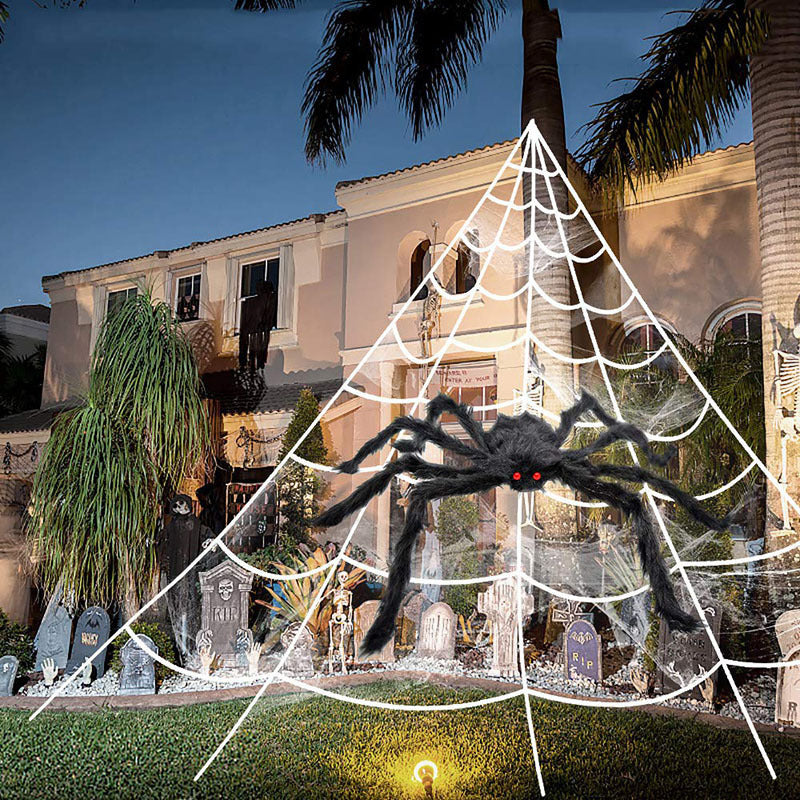 Halloween New Spider Web Triangular Net Simulation Oversized Plush Spider Ghost Festival Indoor And Outdoor Decorative Props