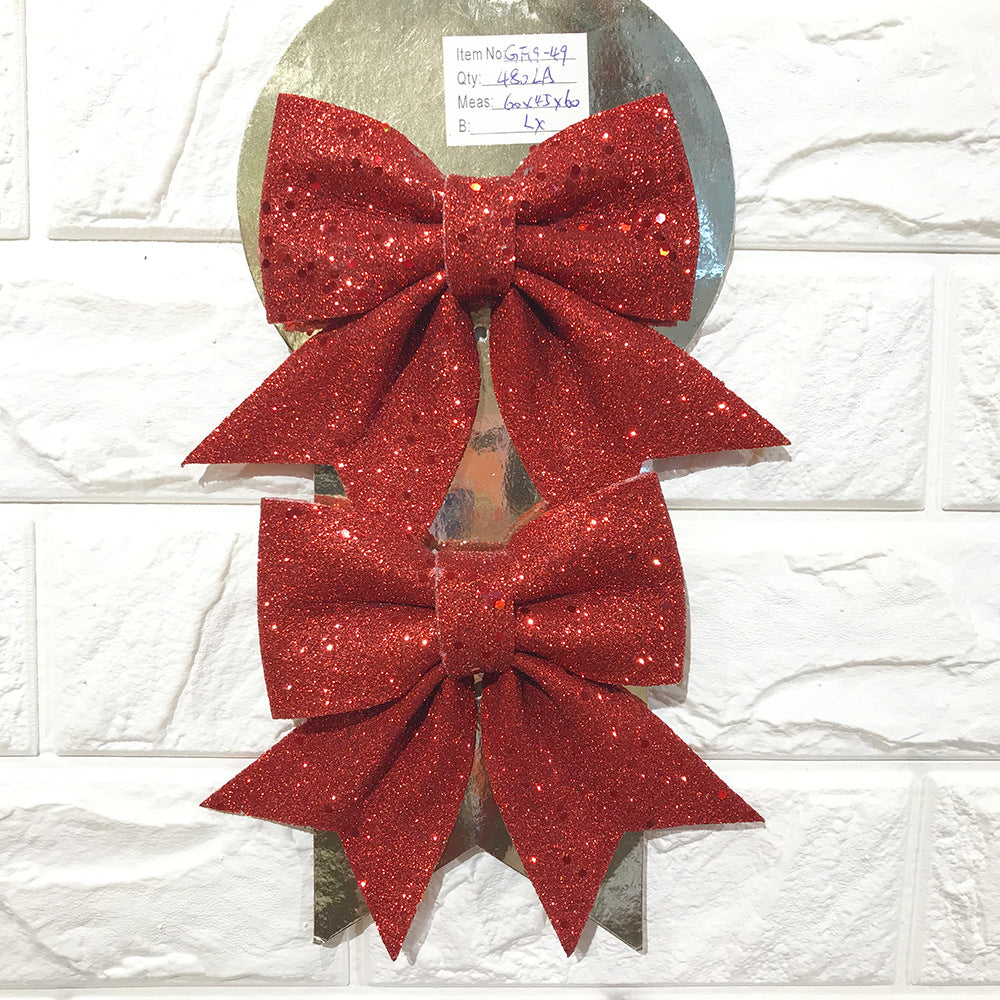 Christmas Bow Pearl Cotton Gold Powder Bow Christmas Tree Pendant Hotel Mall KTV Decoration Supplies