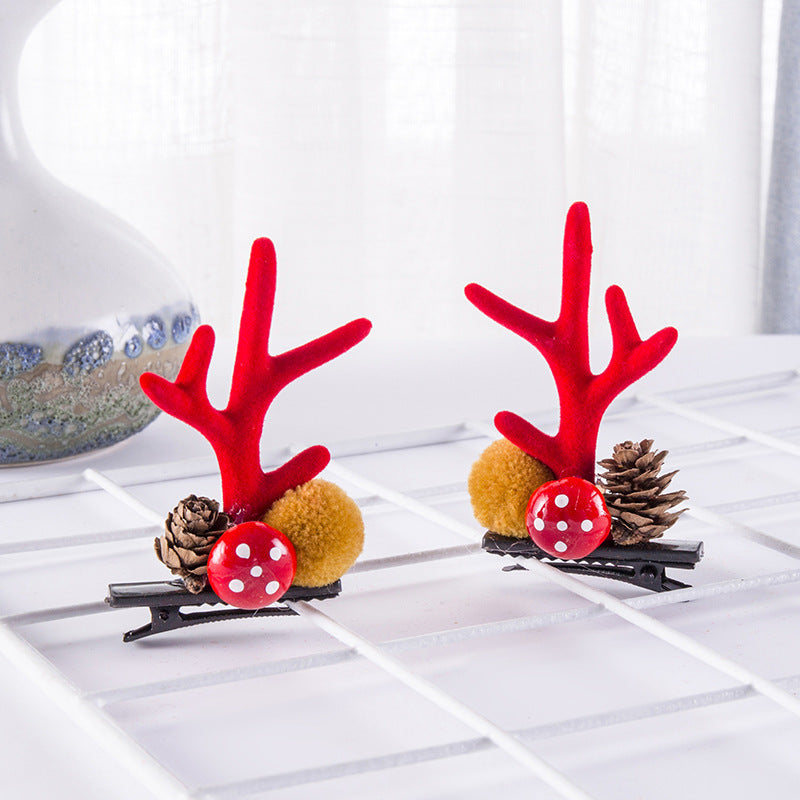 Deer Horn Headwear Hairpin Fairy Christmas Clip Hairpin Photo Taking Hairpin Cute Clip