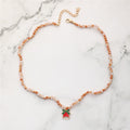 Christmas Necklace Santa Claus Little Snowman Elk Pendant Rice Bead Necklace Christmas Gift