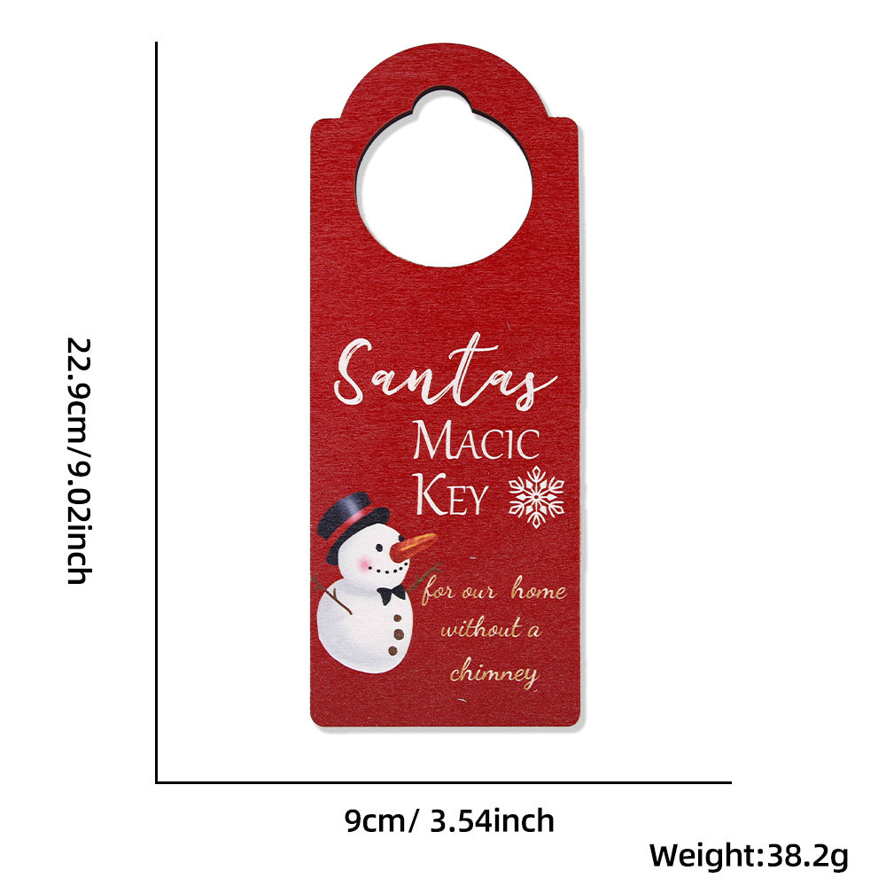 Christmas decorations wooden door hanging Santa Claus snowman party decoration atmosphere decoration door handle pendant