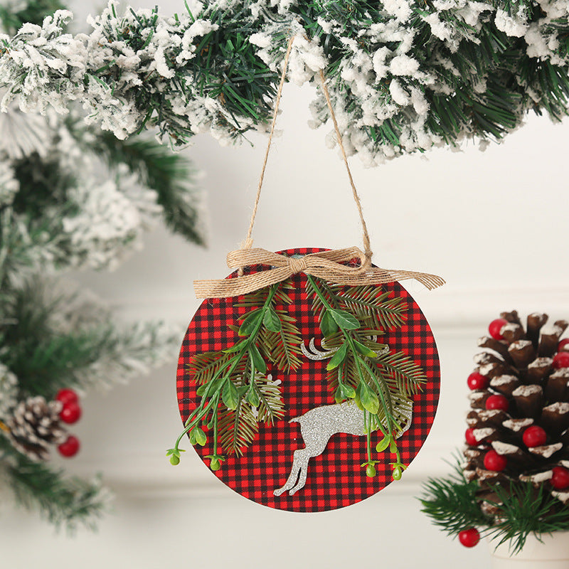 Christmas decorations, flower garlands, door stickers, wooden doorplates, Christmas flower garlands, Santa Claus Christmas pendants