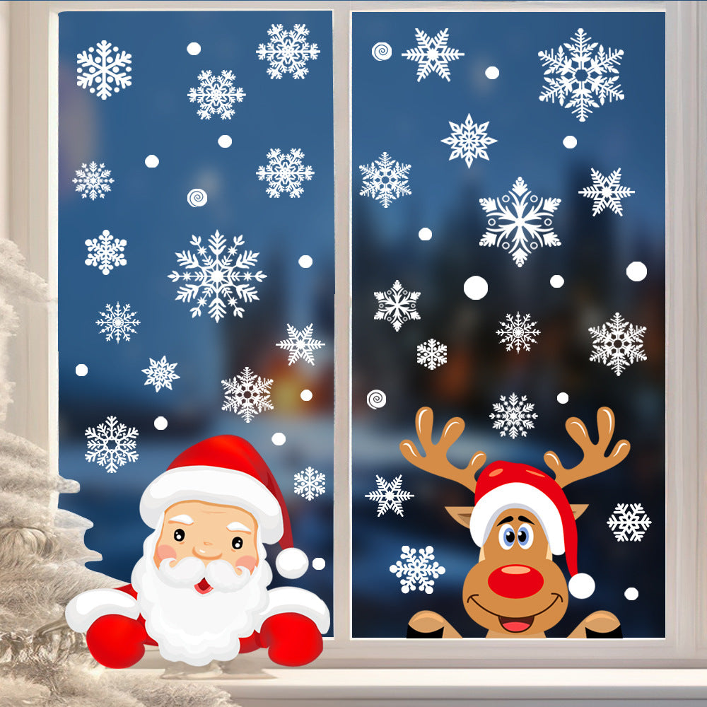 Hot selling Christmas window stickers, glass doors and windows, electrostatic double-sided wall stickers, Christmas peripherals
