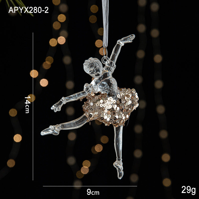 Christmas decoration sequins acrylic pendant transparent snowflake pendant Christmas tree scene decoration props