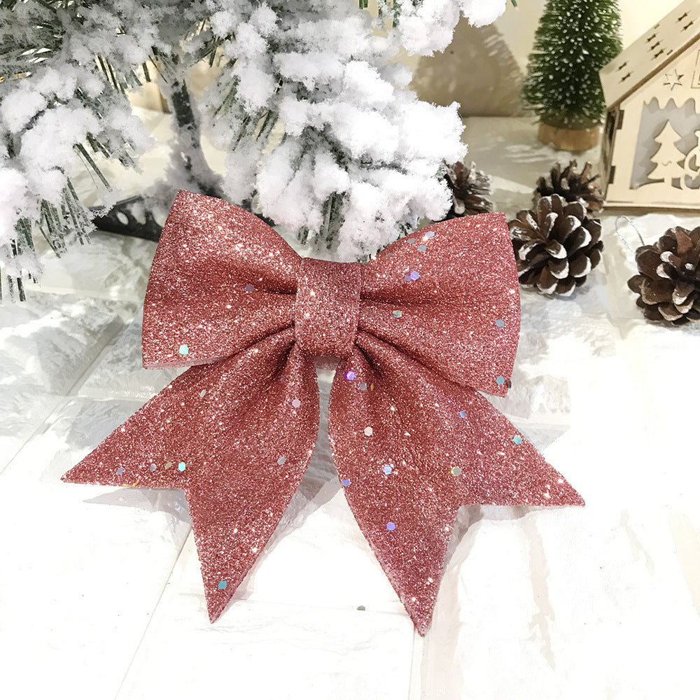 Christmas Bow Pearl Cotton Gold Powder Bow Christmas Tree Pendant Hotel Mall KTV Decoration Supplies