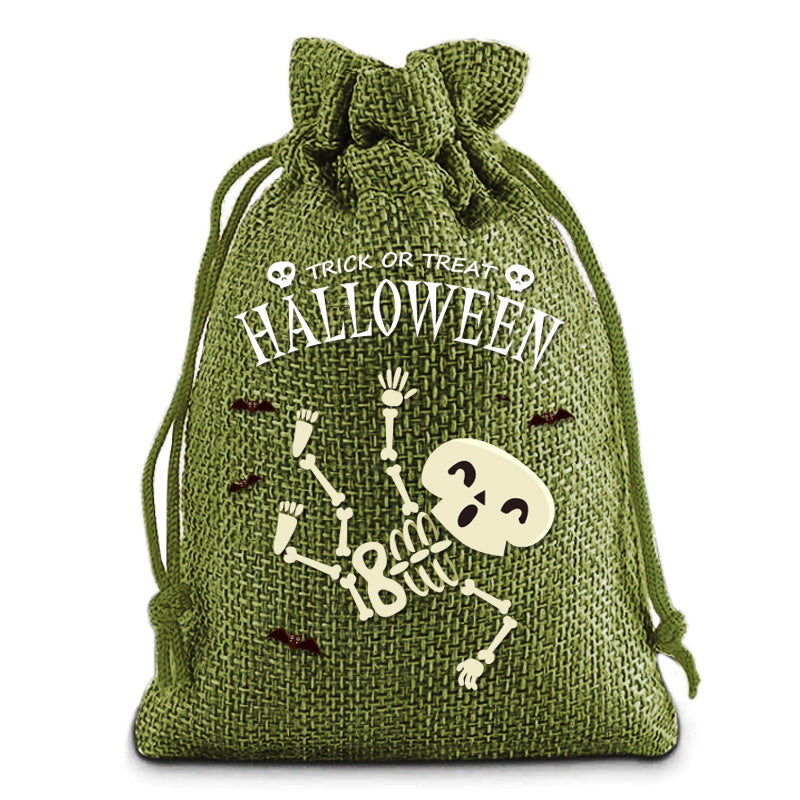 New Halloween Linen Drawstring Bag Drawstring Storage Bag Birthday Party Children Gift Bag Candy Bag