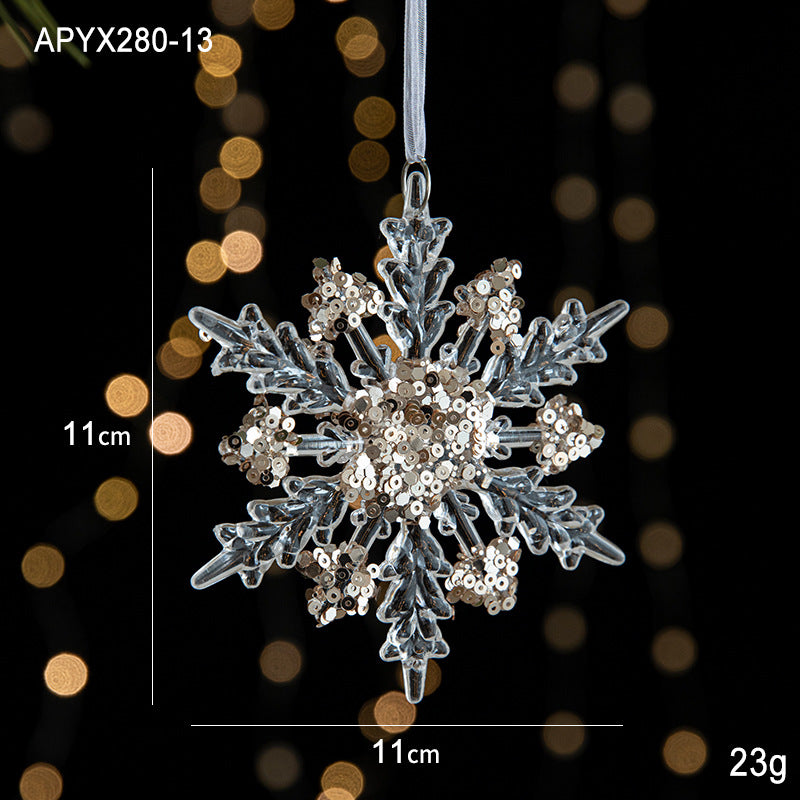Christmas decoration sequins acrylic pendant transparent snowflake pendant Christmas tree scene decoration props