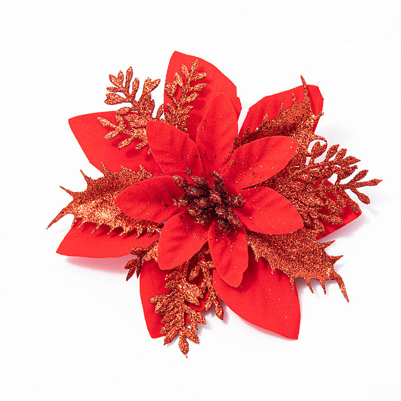 Christmas Decoration Hanging Garland Decoration 14CM High-Grade Gold Edged Red Christmas Flowers