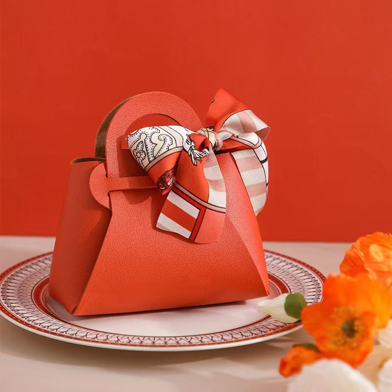 Light Luxury Style PU Leather Handheld Candy Gift Box Wedding Gift with Handheld Gift Wedding Candy Bag