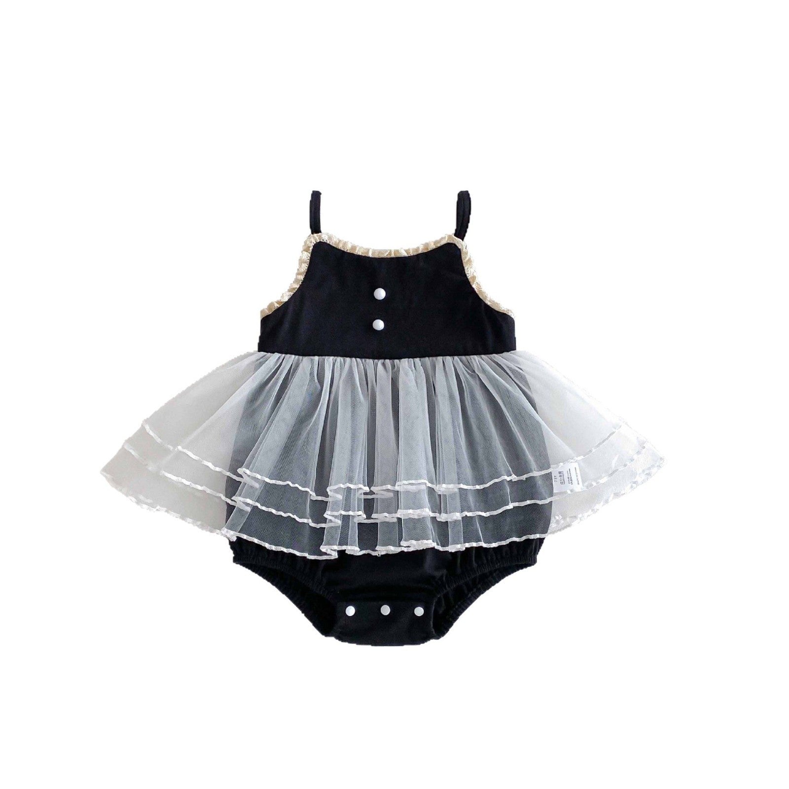 Cute Lace Trim Sleeveless Romper for Baby Girls, Summer Lightweight Onesie with Skirt Design