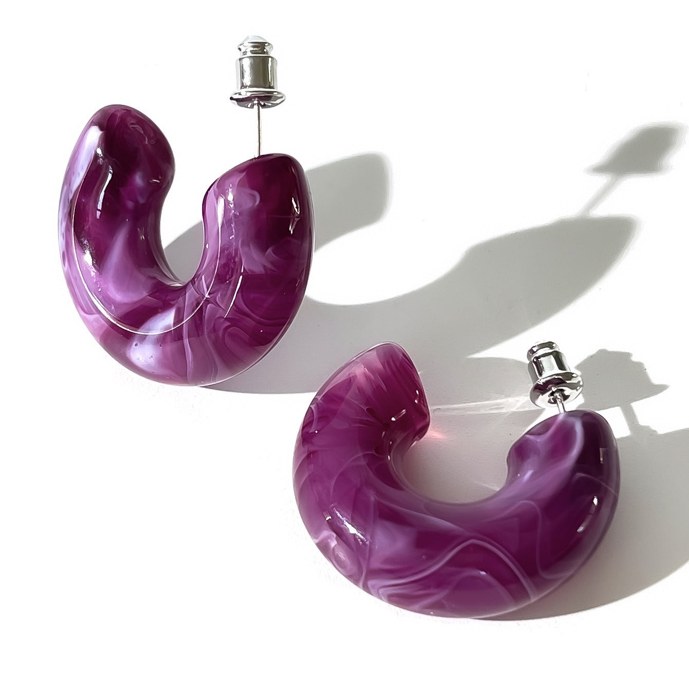 C-shaped acrylic candy mixed color personalized versatile women's earrings