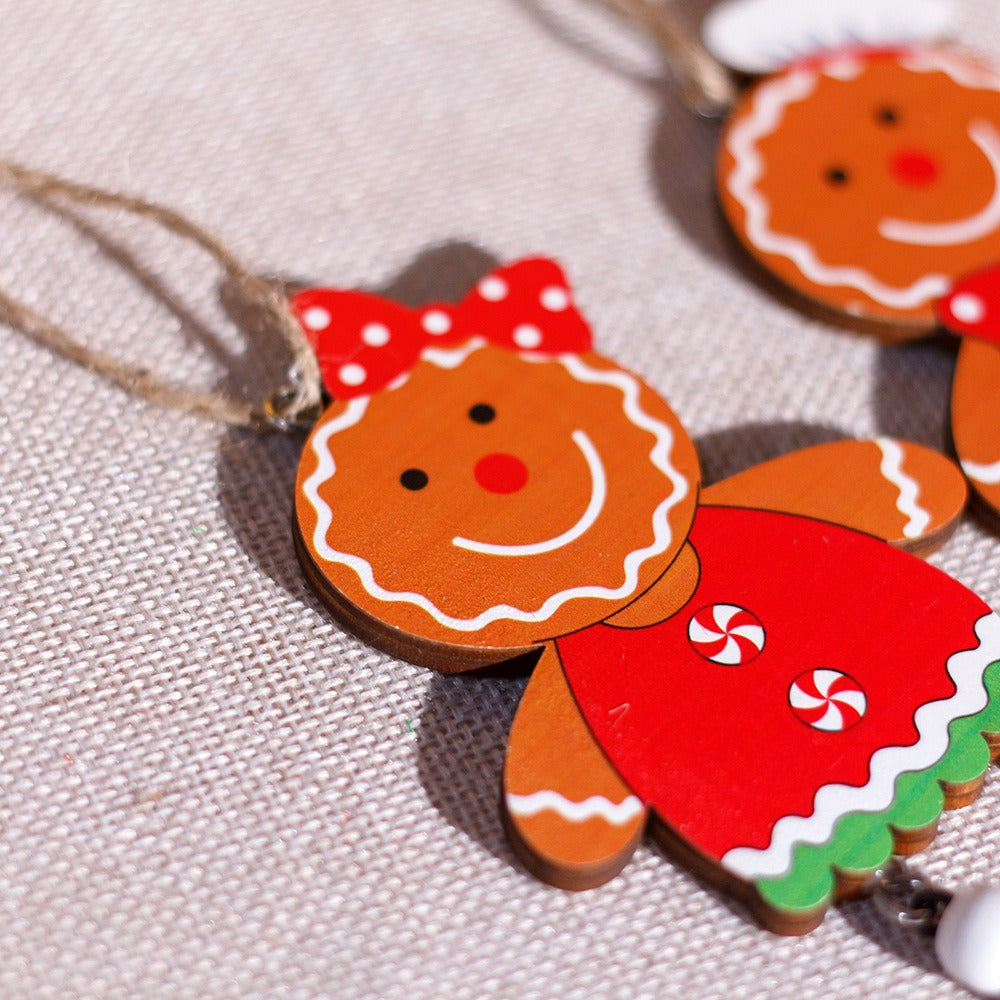 Christmas tree ornaments wooden gingerbread figurines couples long legs small ornaments