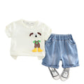 Cartoon Pocket Dog Short Sleeve Top and Shorts Set