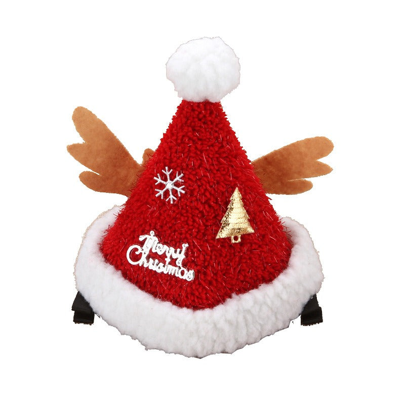Christmas hat hair clip cute plush hat duckbill clip crystal party outfit hair clip headwear