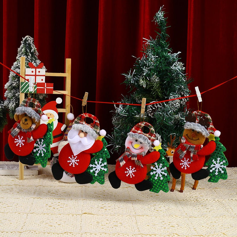 Christmas fabric ornaments Christmas tree ornaments velvet tree hugging figurines hanging gifts