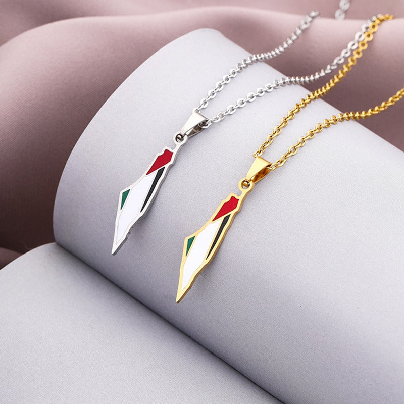 Israel and Palestine Pendant Necklace Stainless Steel Fashion Personality Pendant