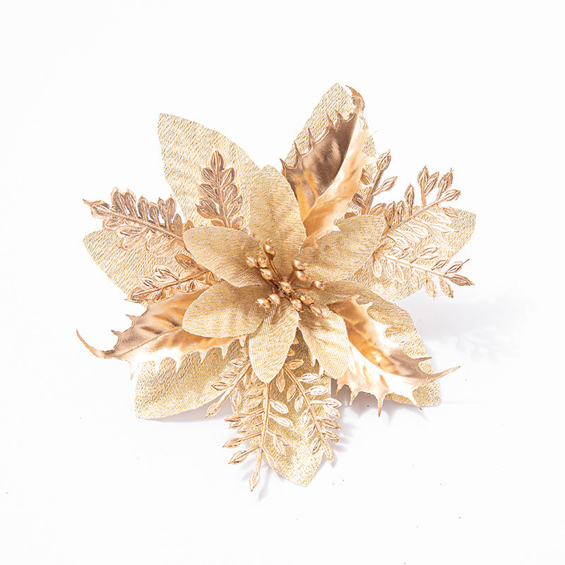 Christmas Decoration Hanging Garland Decoration 14CM High-Grade Gold Edged Red Christmas Flowers