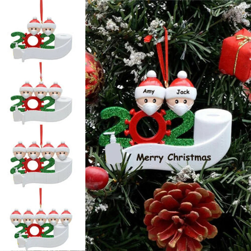 Hot Sale DIY Name Wishes Christmas Pendant  Blessings PVC Mask Snowman Christmas Tree Hanging Pendant Christmas Ornamen