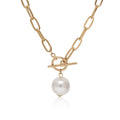 Gothic Baroque Pearl Pendant Choker Necklace for Women Wedding Punk Big Bead Lariat Gold Color Long Chain Necklace Jewelry