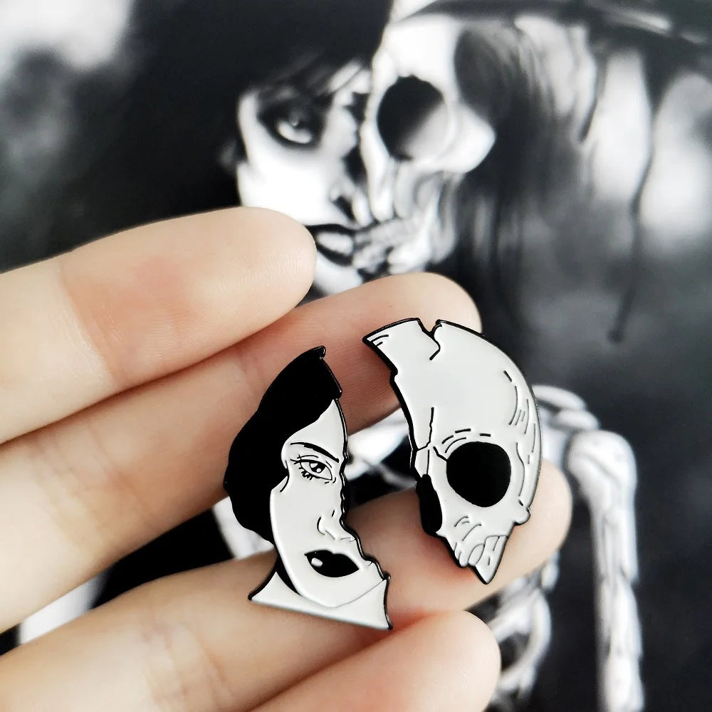 Divided Faces Enamel Pin Organ Brain Heart Brooches Backpack Clothes Lapel Pin Halloween Badge Punk Jewelry Gift for Friends