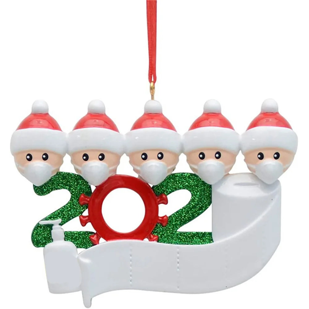 Hot Sale DIY Name Wishes Christmas Pendant  Blessings PVC Mask Snowman Christmas Tree Hanging Pendant Christmas Ornamen