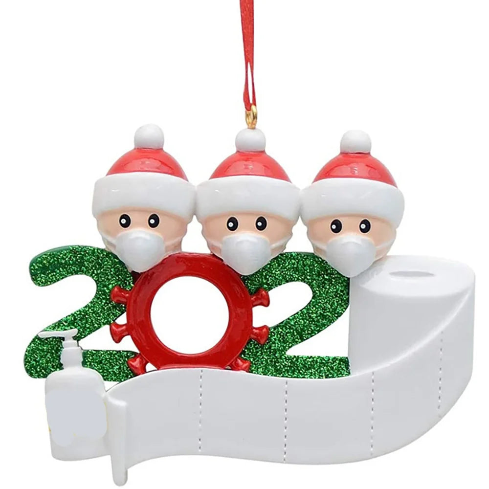Hot Sale DIY Name Wishes Christmas Pendant  Blessings PVC Mask Snowman Christmas Tree Hanging Pendant Christmas Ornamen
