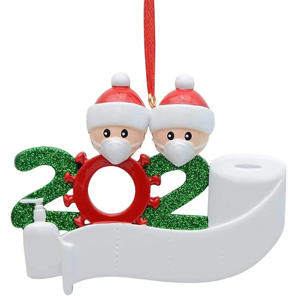 Hot Sale DIY Name Wishes Christmas Pendant  Blessings PVC Mask Snowman Christmas Tree Hanging Pendant Christmas Ornamen