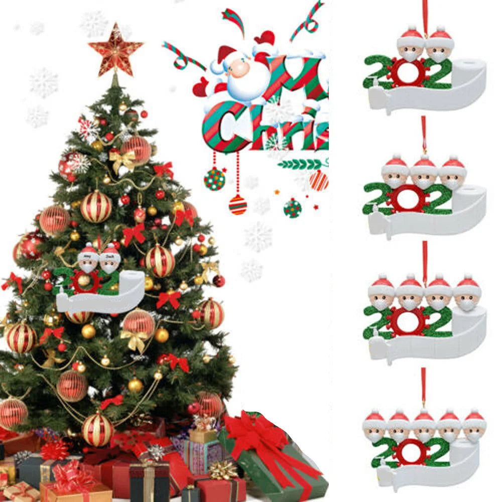 Hot Sale DIY Name Wishes Christmas Pendant  Blessings PVC Mask Snowman Christmas Tree Hanging Pendant Christmas Ornamen