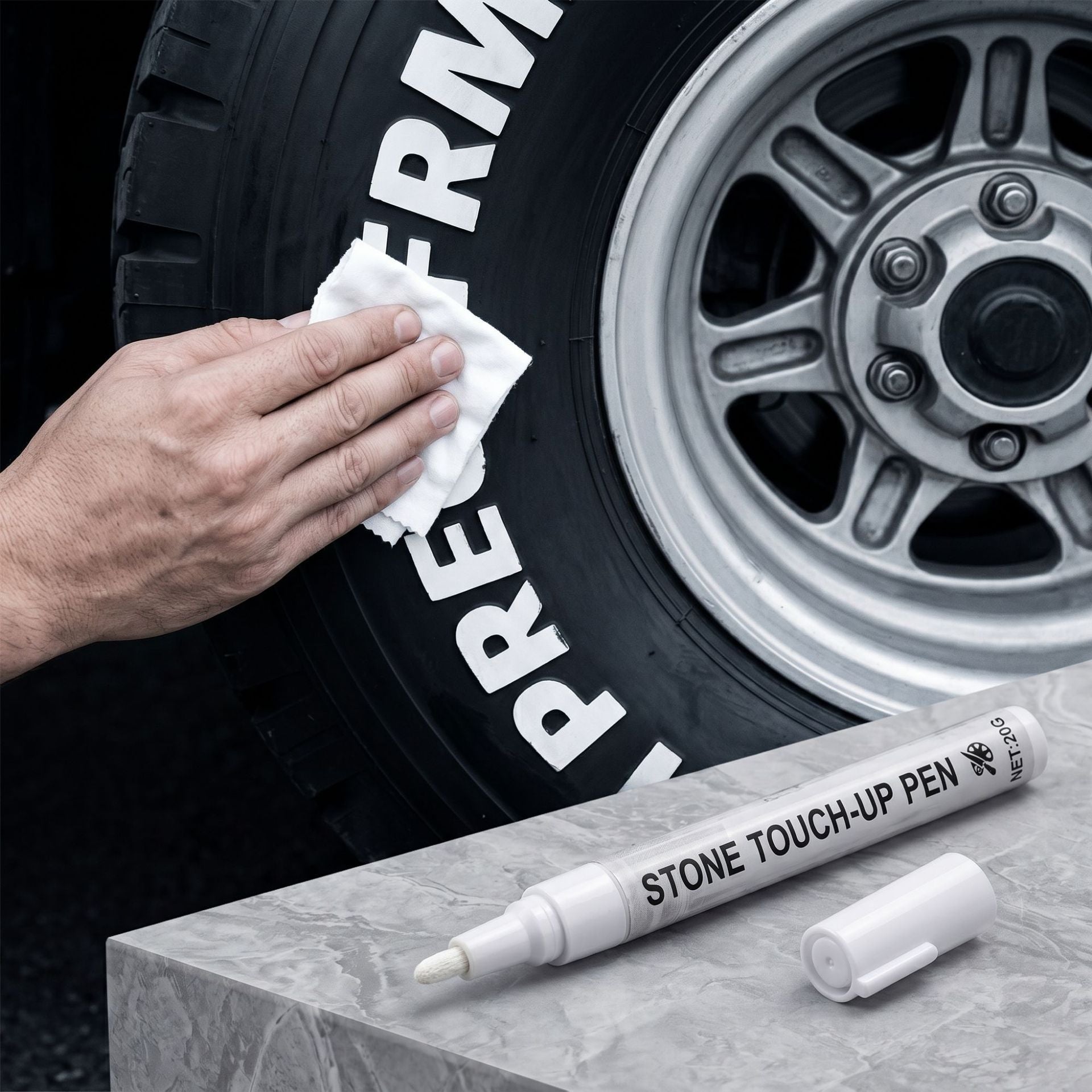 Tire Touch-Up Pen, Tire Coloring PenWaterproof Non-Fading, Large Capacity