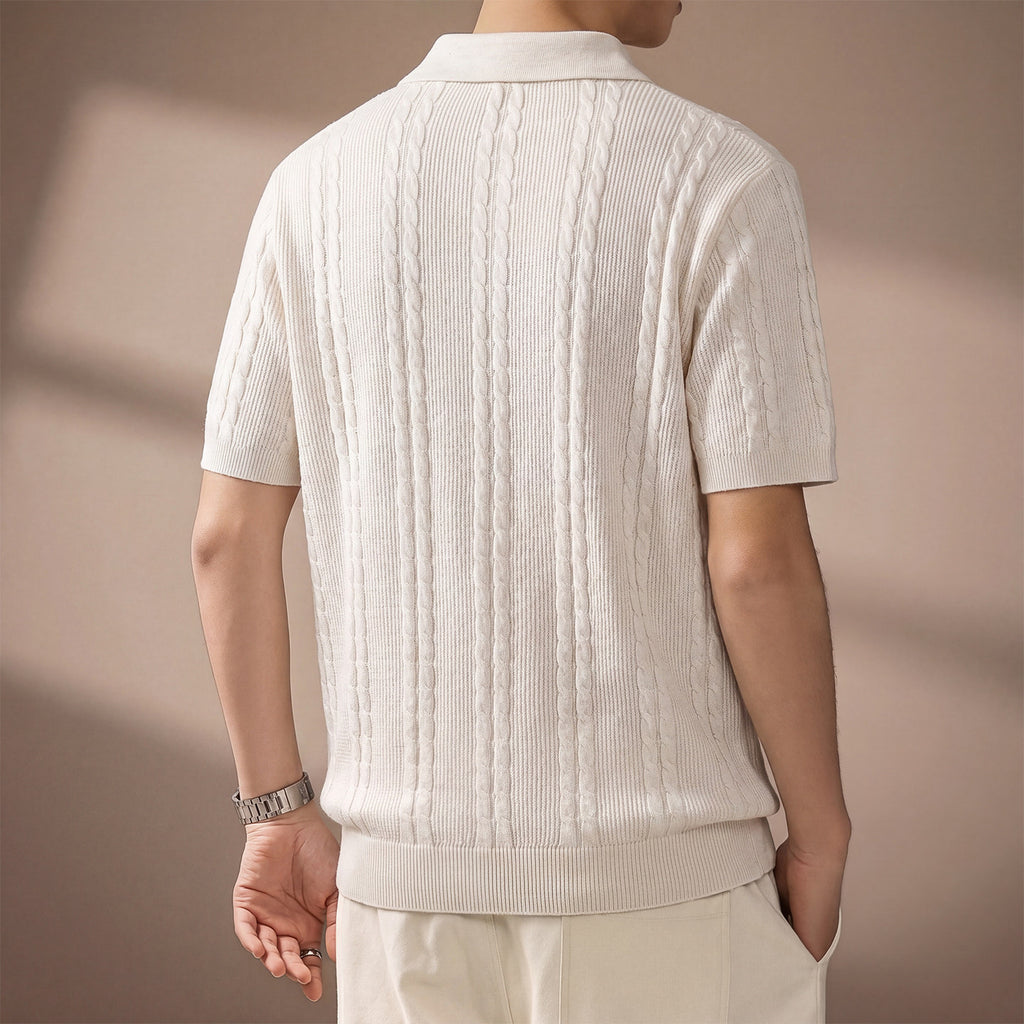 Retro Short Sleeve Knit Polo Shirt