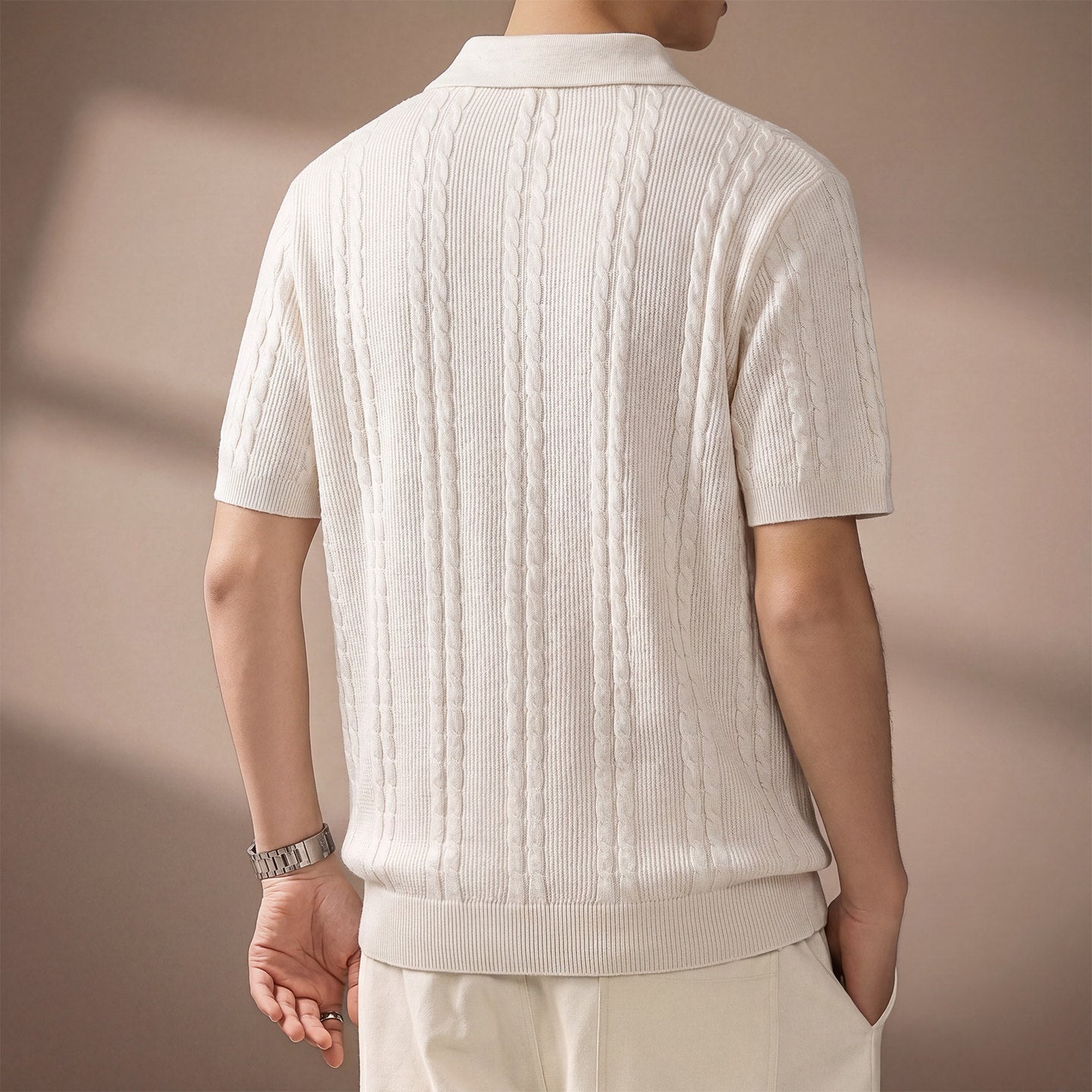 Retro Short Sleeve Knit Polo Shirt