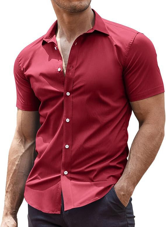 Mens Classic Business Casual Short Sleeve Shirt