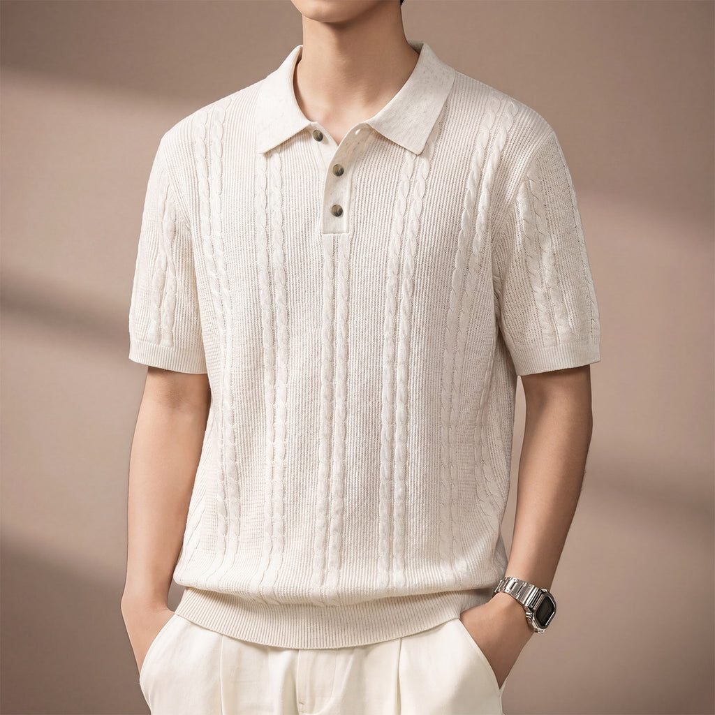 Retro Short Sleeve Knit Polo Shirt