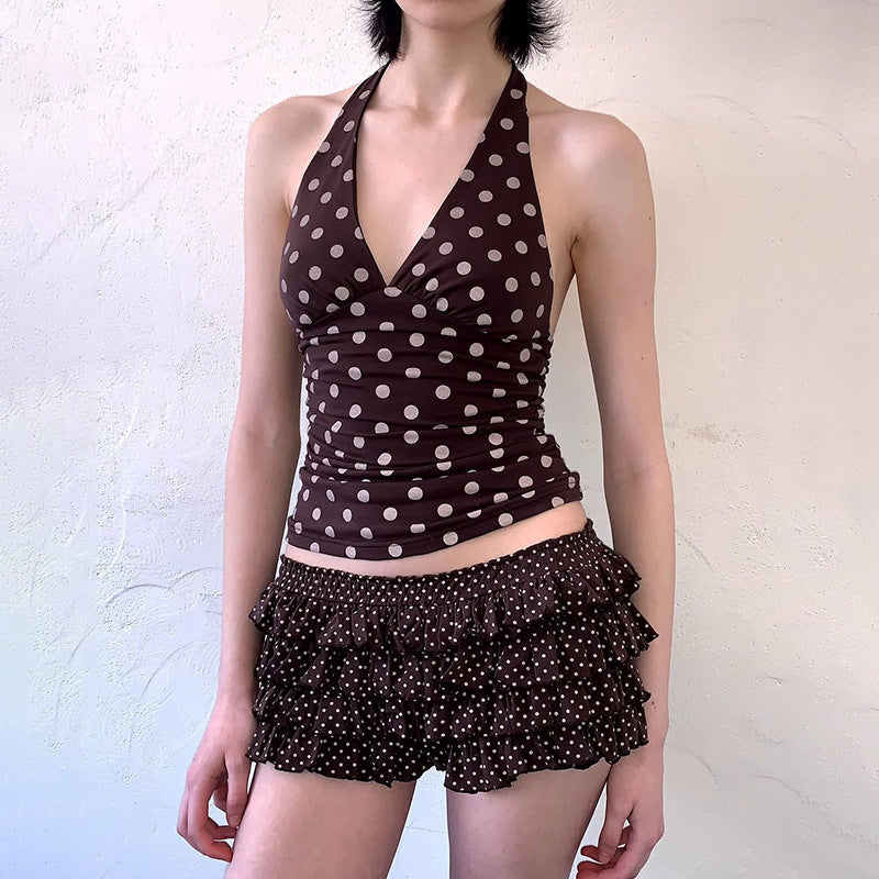 Polka Dot Halter Neck Camisole