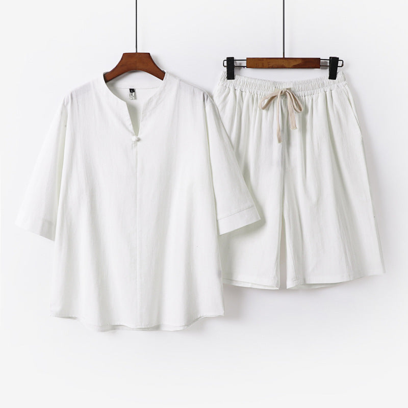 Cotton Linen Chinese Style Two-Piece Set