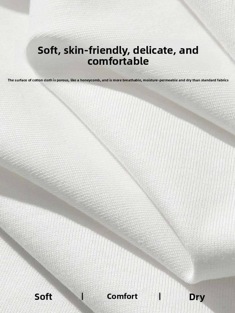 Solid-color basic round-neck T-shirt for couples, worn as an undershirt