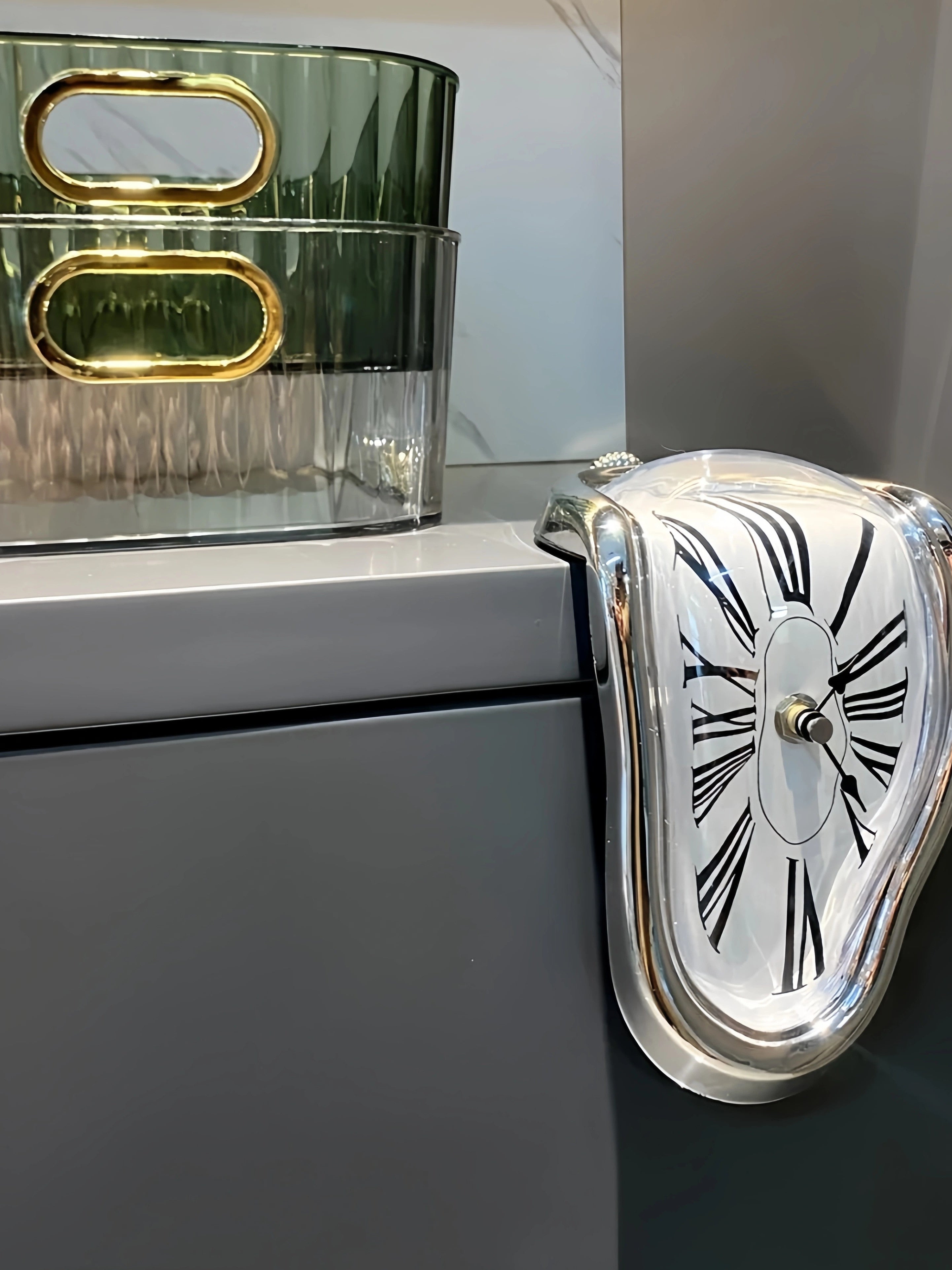 Melting Corner Wall Clock Roman Numerals